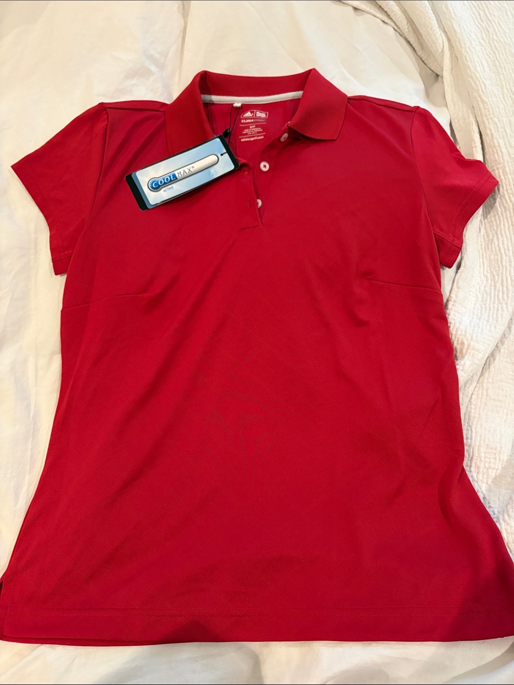 Adidas Red Women's Coolmax Polo Button-Down Shirt Ladies for Golf/or Tennis